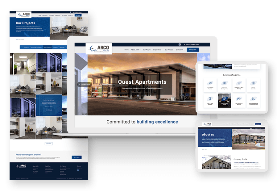 Www.migonktona created the website for construction company ARCO to present their services